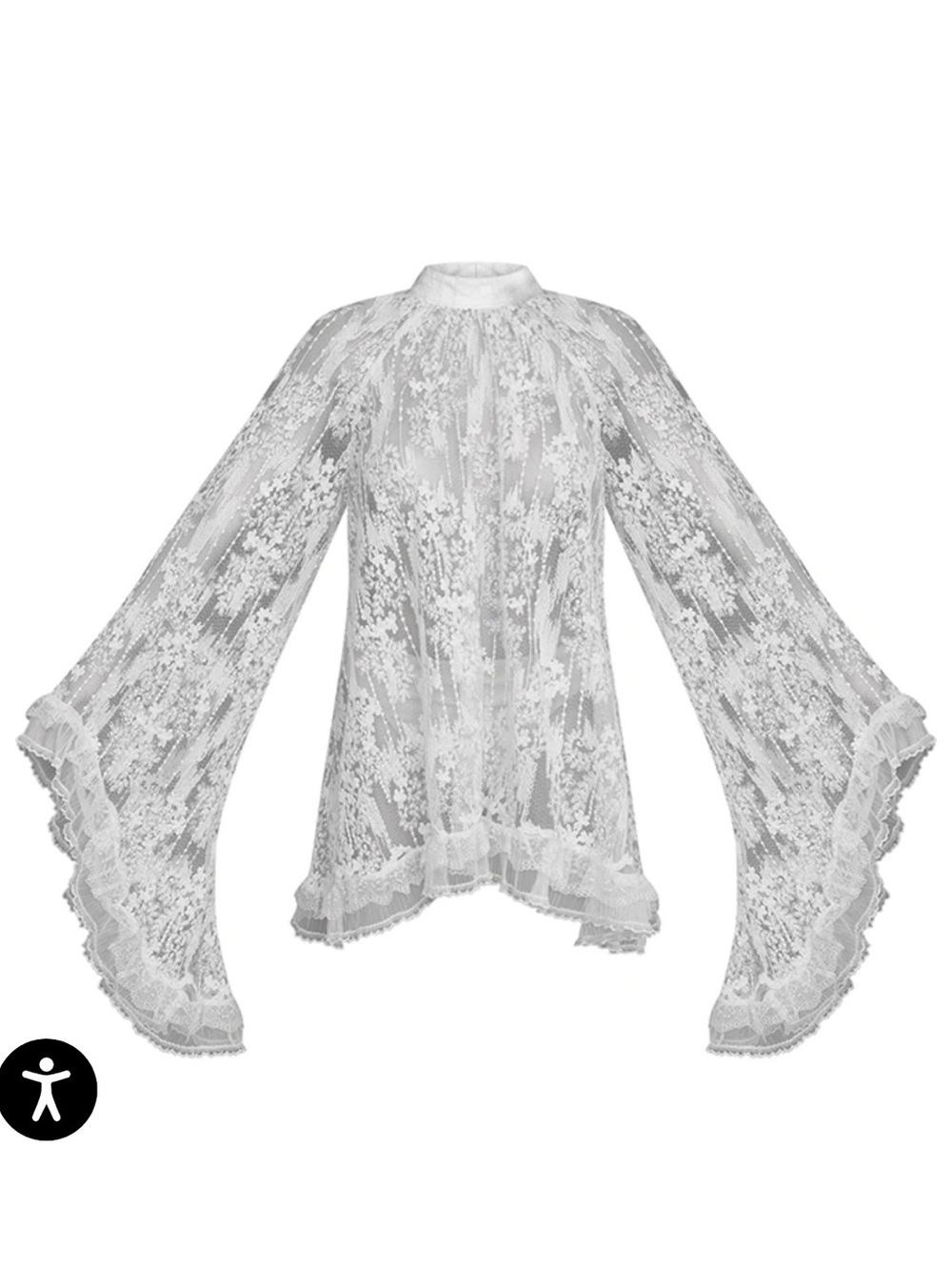 PLT CREAM TEXTURED SHEER LACE LONG SLEEVE HIGH NECK FLOATY MINI DRESS